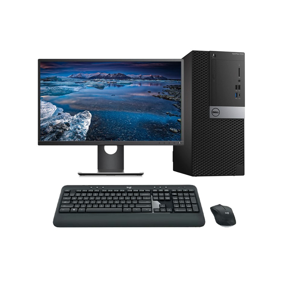Ordenador reacondicionado Dell Optiplex 7050 MT Core i7 6700 con teclado y ratón.