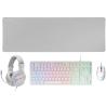 Pack Gaming Mars Gaming MCP-RGB3W | Teclado RGB | Ratón Óptico | Alfombrilla XXL | Auriculares | Blanco