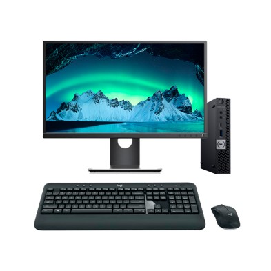 Dell Optiplex 5070 Mini PC Core i5 9400T 1.8 GHz| LCD 24" | 16 GB | 256 NVMe | Tec. y ratón inalámbrico | DP