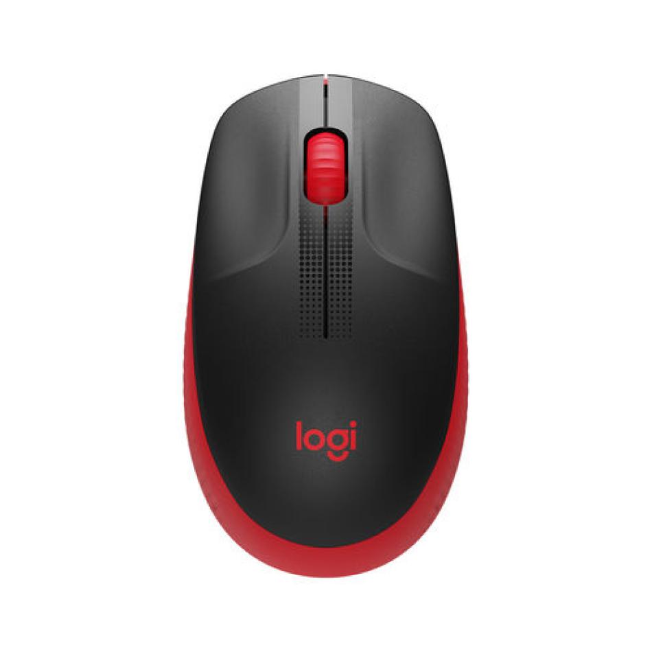 Ratón inalámbrico Logitech M190 óptico negro y rojo
