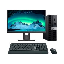 Ordenador de sobremesa reacondicionado Dell Optiplex 7070 SFF 9500 con teclado y monitor.