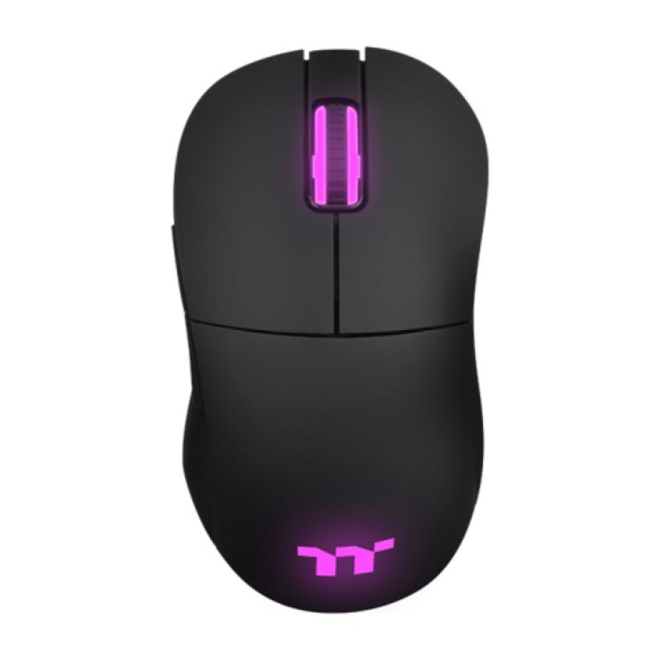 Ratón gaming Thermaltake Damysus Wireless RGB negro, vista superior con iluminación
