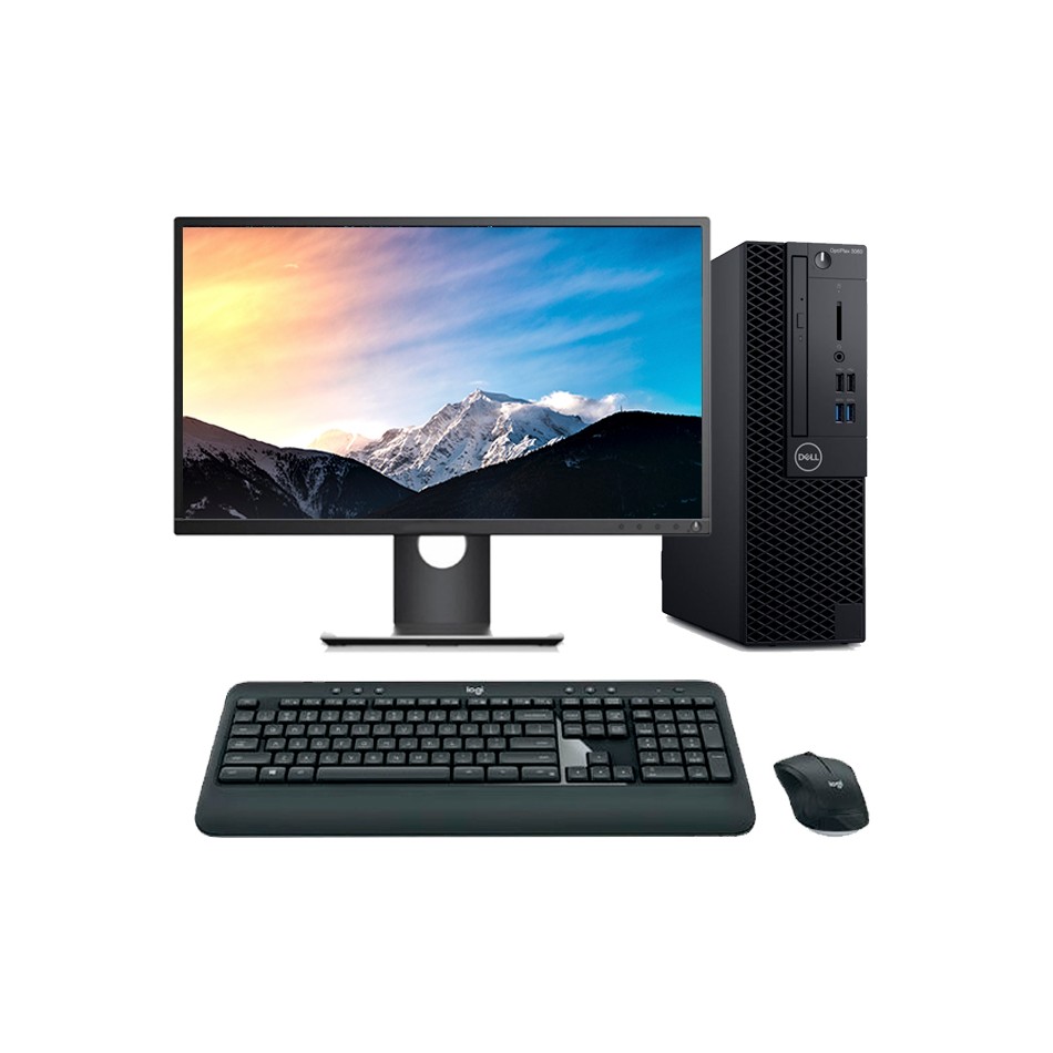 Ordenador de sobremesa reacondicionado Dell 3060 SFF Core i7 8700 con monitor, teclado y ratón.