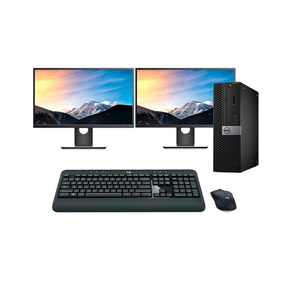 Ordenador de sobremesa reacondicionado Dell Optiplex 7050 SFF 7500 con wifi y 2 LCD