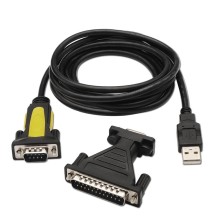Conversor USB a Serie, tipo A/M-RS232 DB9/M DB25/M, negro, 1,8m