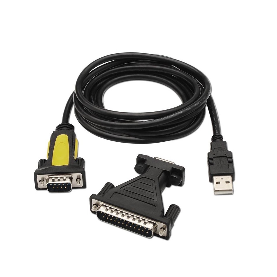 Conversor USB a Serie, tipo A/M-RS232 DB9/M DB25/M, negro, 1,8m