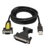 Conversor USB a Serie, tipo A/M-RS232 DB9/M DB25/M, negro, 1,8m