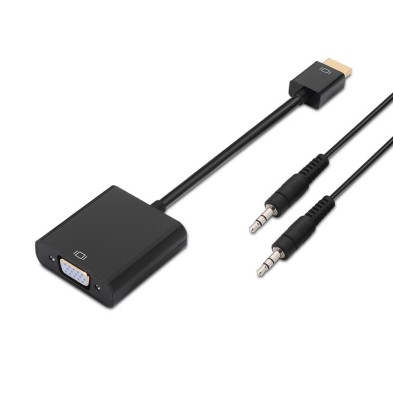 Conversor HDMI a SVGA+audio, HDMI A/M-SVGA/H+Jack 3.5/H, negro, 10cm+1.0m