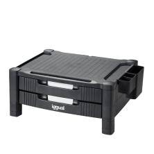 Soporte Elevador Iggual EM2C monitor 2 cajones negro