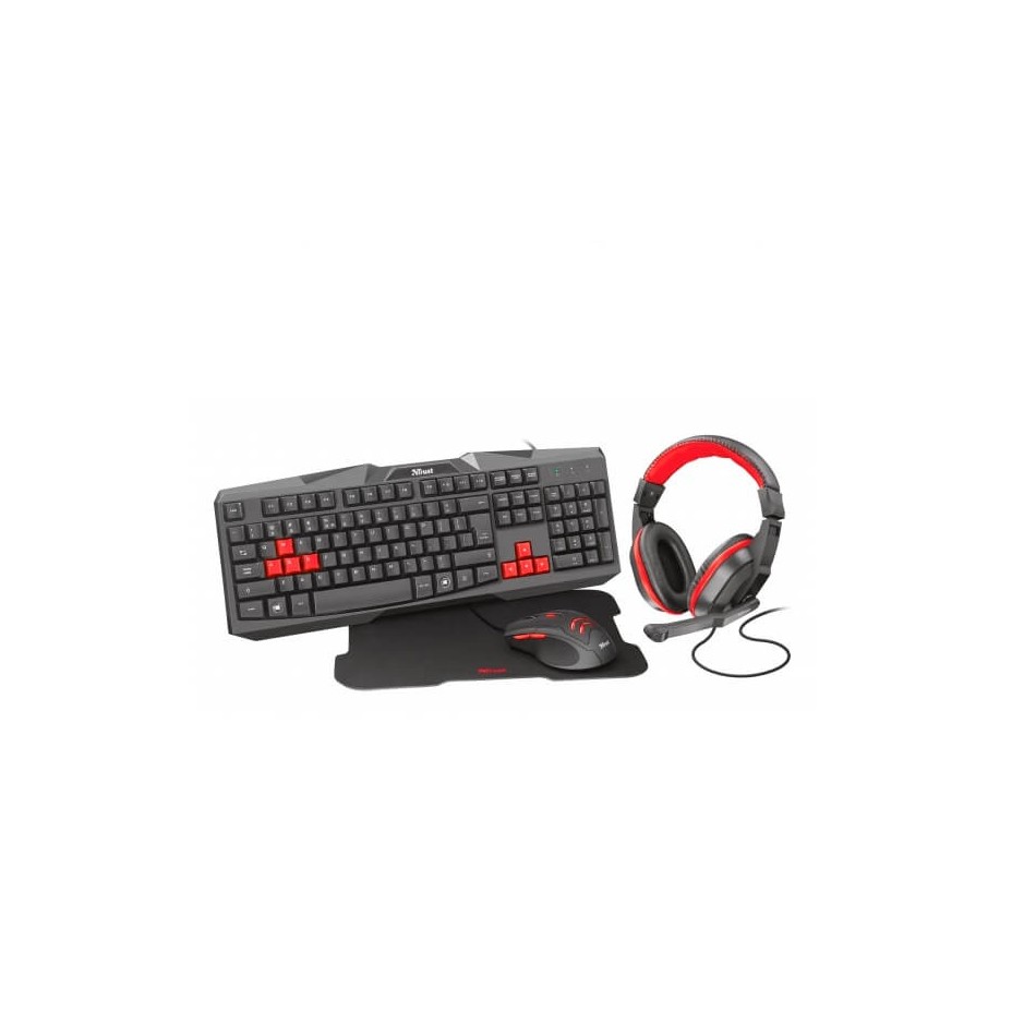 Teclado Trust Gaming Ziva Teclas Rojas Gamer Multimedia Pc Color