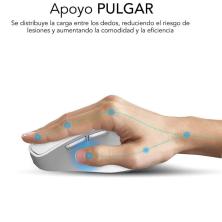Ratón Ergonómico Inalámbrico por Bluetooth/ 2.4GHz Subblim Comfort Ergo Dual Battery/ Batería recargable/ Hasta 2400 DPI/ Blanco
