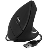 Ratón vertical Subblim Glide Vertical Ergo Wired negro, vista lateral con cable USB