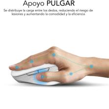 Ratón Ergonómico Inalámbrico por Bluetooth/ 2.4GHz Subblim Curve Ergo Dual Battery/ Batería recargable/ Hasta 1600 DPI/ Blanco