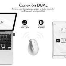 Ratón Ergonómico Inalámbrico por Bluetooth/ 2.4GHz Subblim Nature Vertical Ergo Dual Battery/ Batería Recargable/ Hasta 4000 DPI