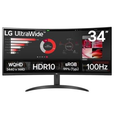 Monitor Profesional Ultrapanorámico Curvo LG 34WR50QK-B 34" | WQHD | Negro