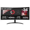 Monitor Profesional Ultrapanorámico Curvo LG 34WR50QK-B 34" | WQHD | Negro