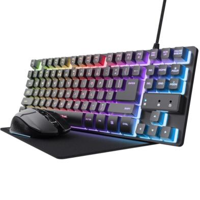 Pack Gaming Trust GXT 794 | Teclado RGB | Ratón RGB | Alfombrilla | Negro