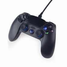 MANDO DE JUEGO GEMBIRD CON VIBRACION CON CABLE PARA PLAYSTATION 4 O PC, NEGRO