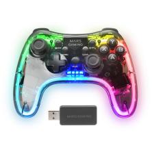 Mars Gaming Gamepad Inalámbrico 2.4GPRO, Neon RGB, Vibración Háptica Dual, Joysticks Analógicos, Mando para PC, PS3, PS4, PS5, X