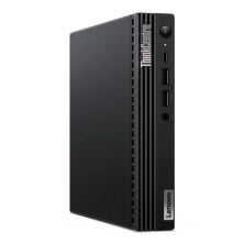 Lenovo ThinkCentre M80q Gen 3 reacondicionado, tiny negro de pie con frontal a la vista