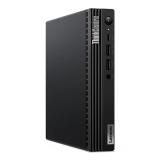 Lenovo ThinkCentre M80q Gen 3 reacondicionado, tiny negro de pie con frontal a la vista