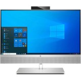 HP EliteOne 800 G8 todo en uno de 23,8 pulgadas con webcam retráctil, de frente sobre su peana
