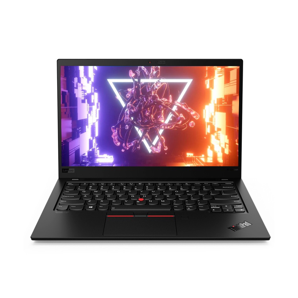 Lenovo ThinkPad X1 Carbon G8 visto de frente con la tapa abierta