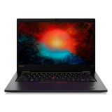 Lenovo ThinkPad L13 G2 con la pantalla encendida, en ángulo sobre fondo blanco