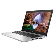 HP ProBook 650 G4 abierto visto en diagonal, con el teclado a la vista