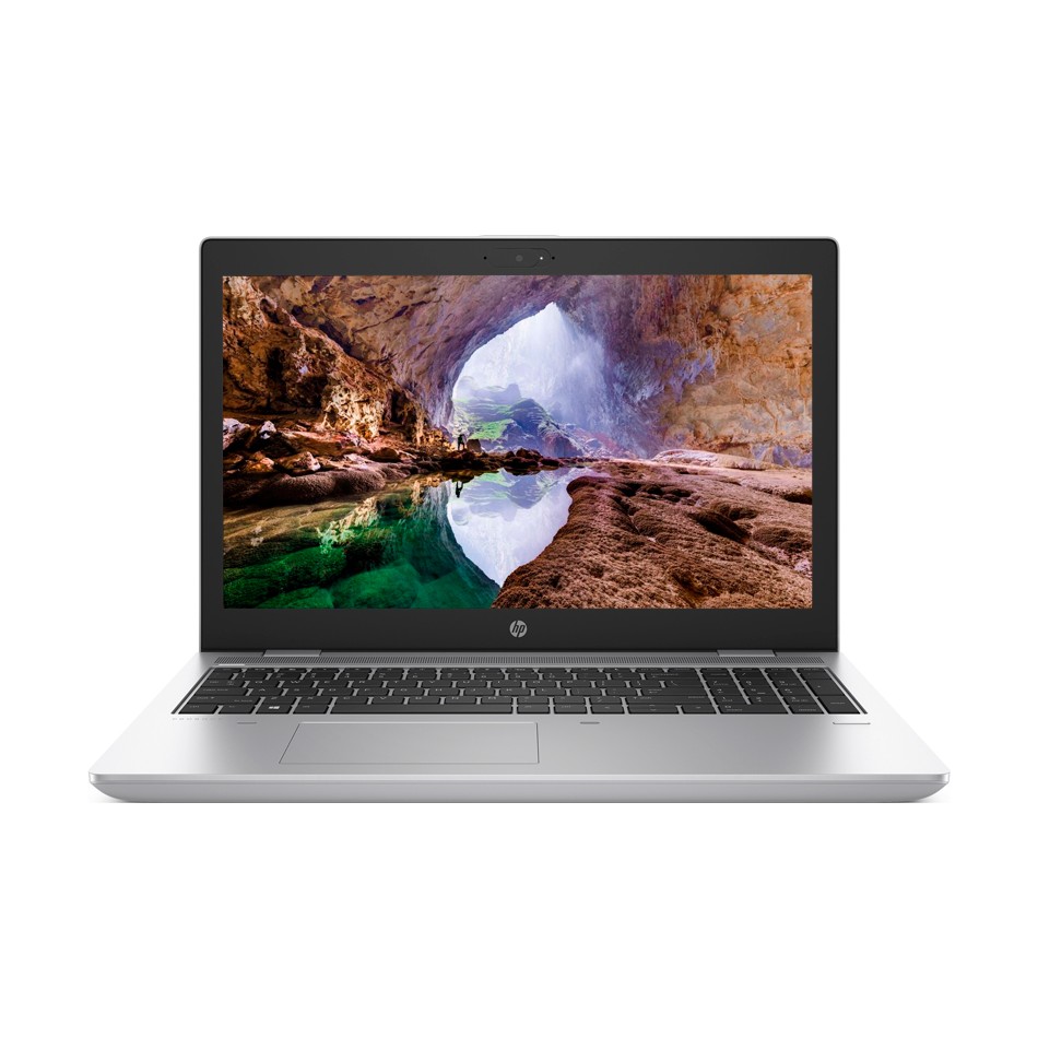 HP ProBook 650 G4 con la pantalla encendida, vista frontal