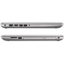 Perfil del HP NoteBook 250 G7 mostrando el grosor del chasis cerrado y los puertos disponibles
