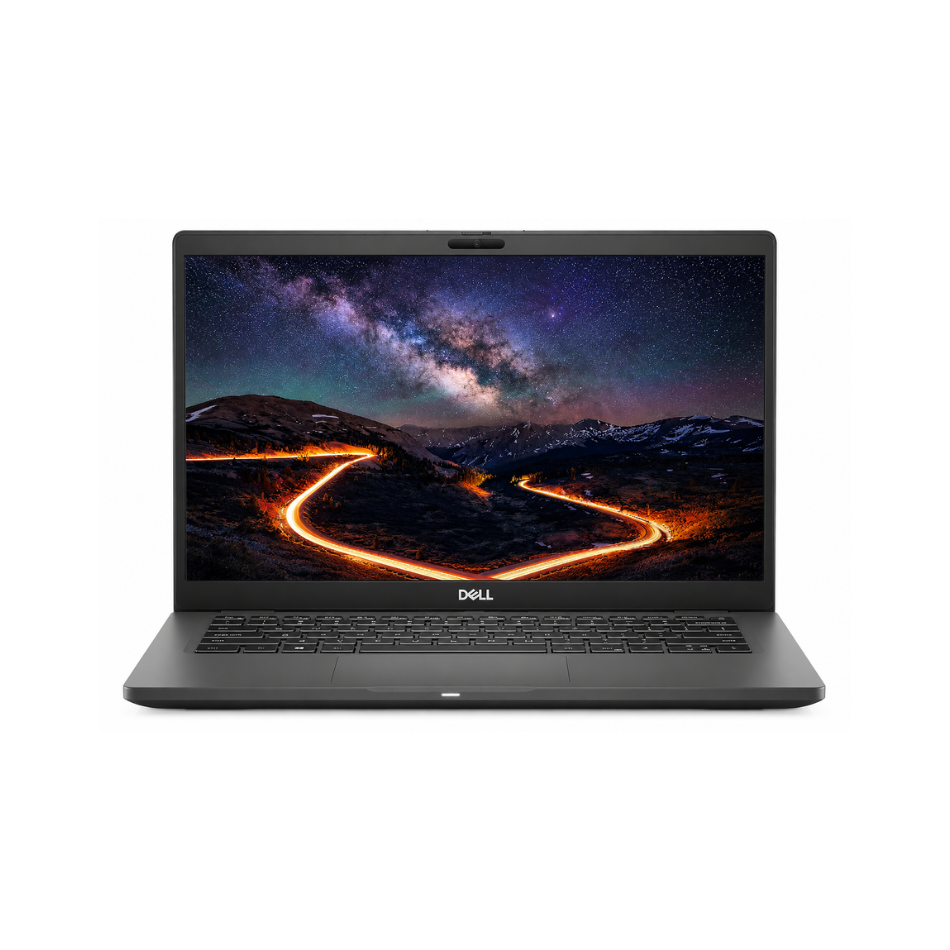 Dell Latitude 7330 abierto con la pantalla encendida, vista frontal