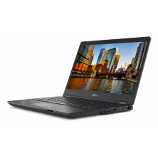 Ángulo del Fujitsu LifeBook U7311 con la pantalla encendida