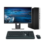 Pack HP EliteDesk 800 G3 SFF con monitor de 23 pulgadas encendido, teclado y ratón sobre una mesa