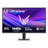 Monitor gaming LG 27G411A-B UltraGear de 27 pulgadas con panel IPS y 144 Hz, de frente sobre su peana