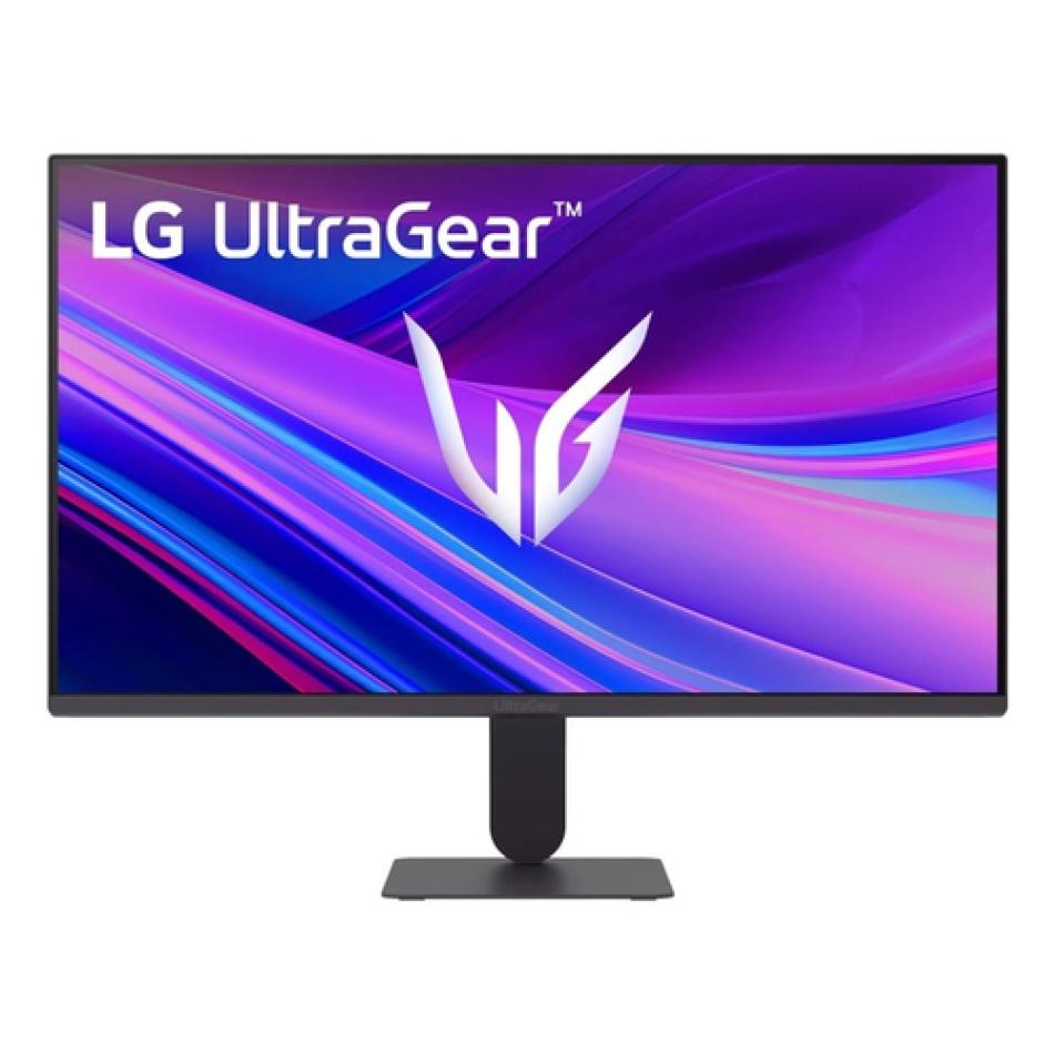 Monitor gaming LG 24G411A-B UltraGear de 23,8 pulgadas con panel IPS y 144 Hz, de frente sobre su peana