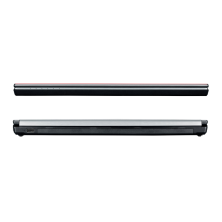Perfil opuesto del Fujitsu LifeBook E754 cerrado, mostrando el resto de puertos