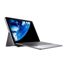 Dell Latitude 7210 abierto en ángulo de tres cuartos, con el teclado y la pantalla táctil visibles