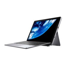 Dell Latitude 7210 abierto en ángulo lateral, mostrando el teclado desde otro punto de vista