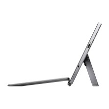 Perfil lateral del Dell Latitude 7210 con el soporte trasero desplegado, mostrando el grosor