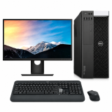 Workstation Dell Precision 5820 Torre reacondicionada de tamaño profesional junto a monitor de 23 pulgadas