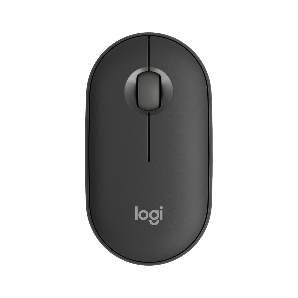 Ratón inalámbrico Logitech Pebble 2 M350s grafito, vista superior redondeada