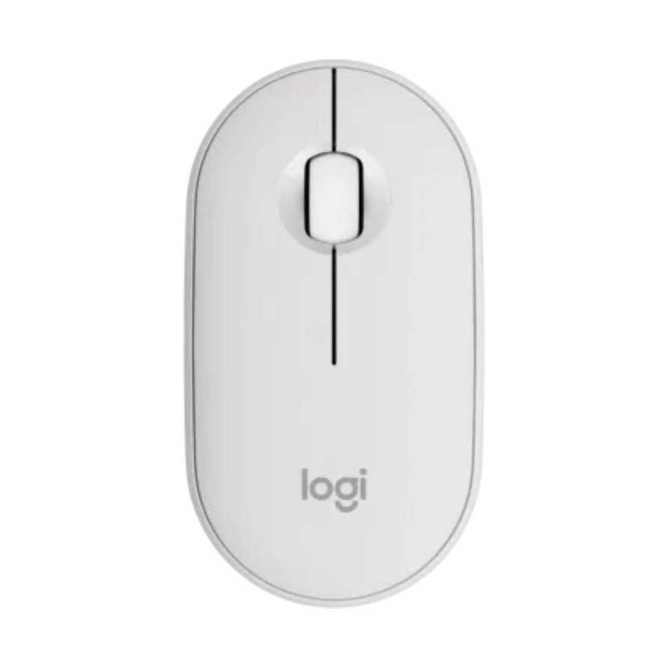 Ratón Bluetooth Logitech Pebble 2 M350s blanco, vista superior redondeada
