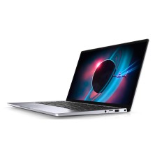 Dell Latitude 9410 2 en 1 en ángulo desde la derecha, mostrando el teclado y el lateral del equipo.