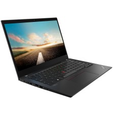 Lenovo ThinkPad T14S G1 en ángulo desde la derecha, mostrando el teclado y el lateral del equipo.