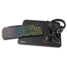 Pack gaming Krom Kenta en negro: teclado, ratón, auriculares y alfombrilla