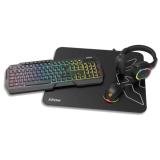 Pack gaming Krom Kenta en negro: teclado, ratón, auriculares y alfombrilla