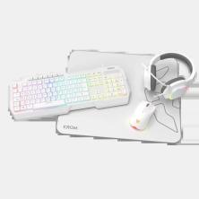 Pack gaming Krom Kenta en blanco: teclado, ratón, auriculares y alfombrilla
