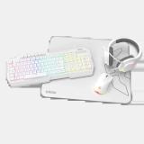 Pack gaming Krom Kenta en blanco: teclado, ratón, auriculares y alfombrilla