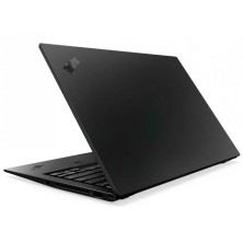 Lenovo ThinkPad X1 Carbon G7 visto por detrás con la tapa entreabierta